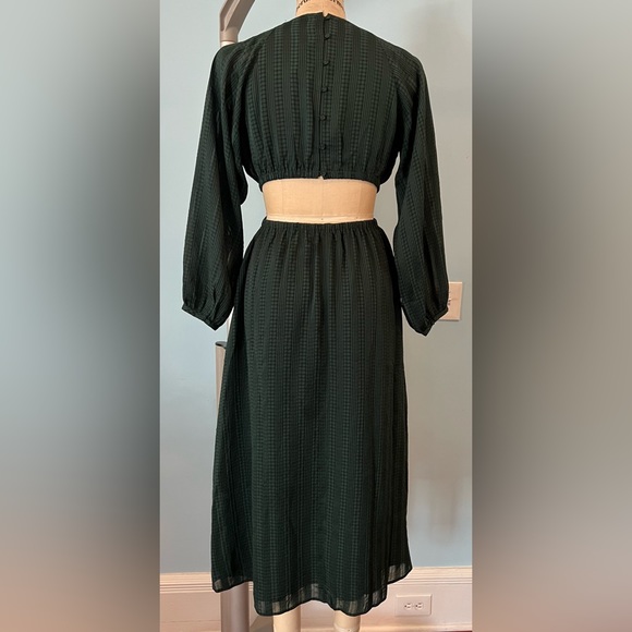 NWT Madewell Long-Sleeve Cutout Midi Dress - Medium Emerald Green - Picture 15 of 15